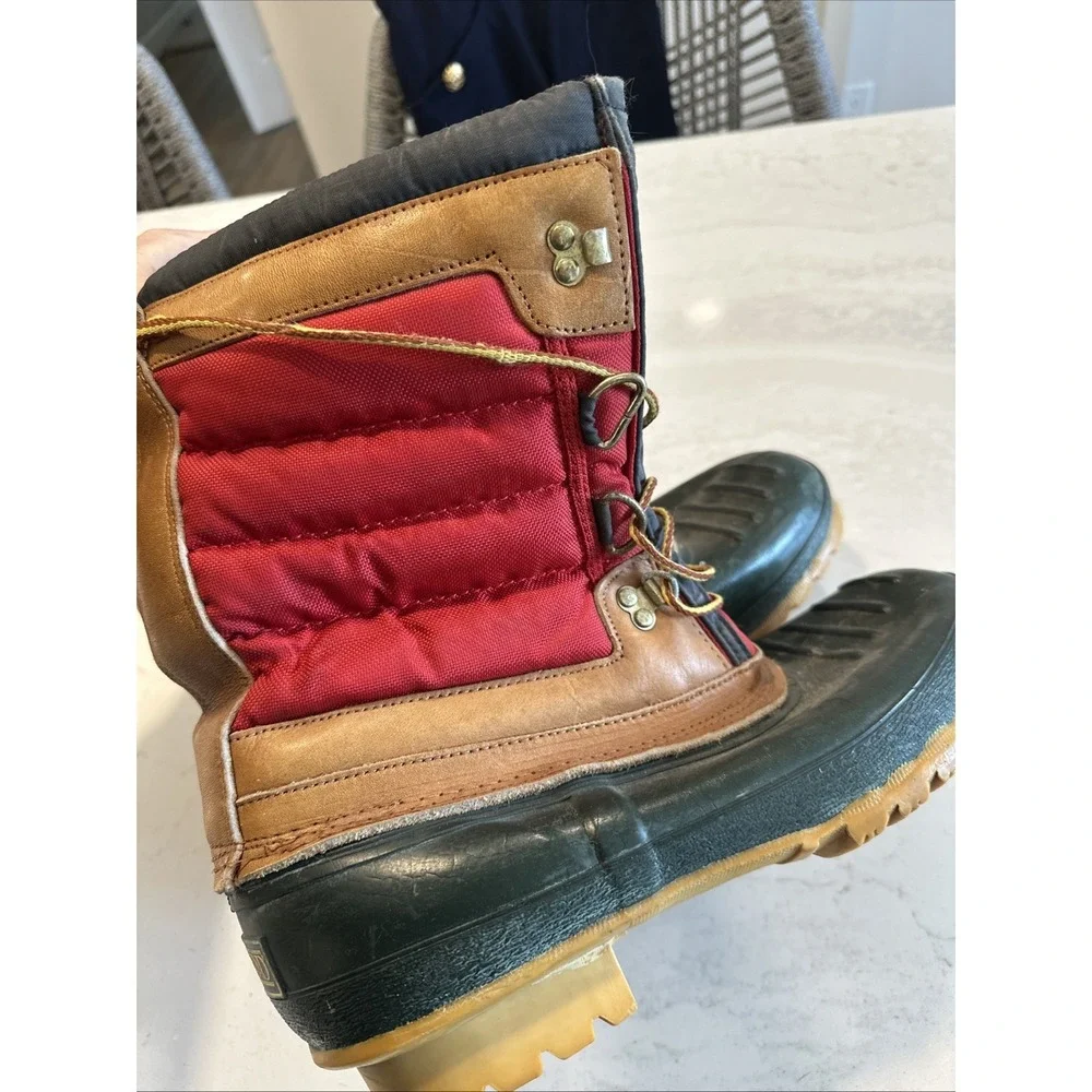 Vintage Mens 12 Lands End Snow boots Water Repellent sherpa- Wear Or Camp Decor